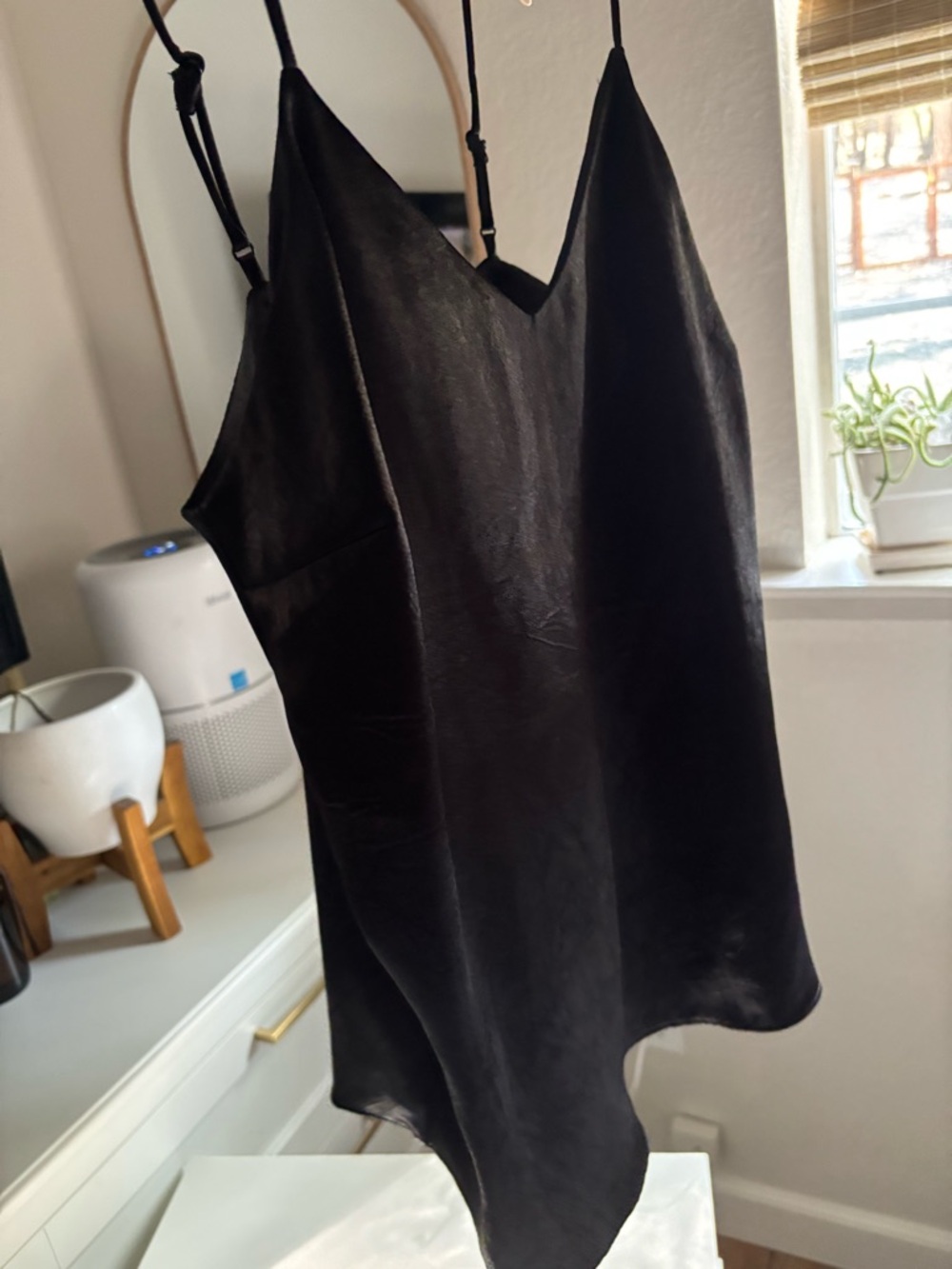 Nine West Black Satin V-Neck Slip Camisole